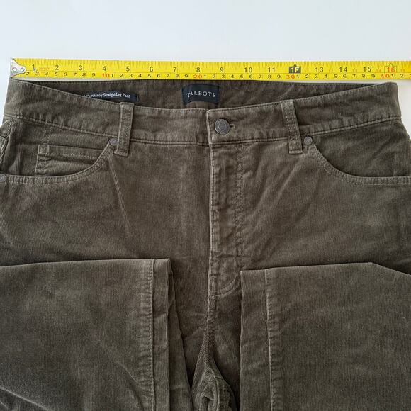 Talbots Dark Green Size 10 Corduroy Straight Leg Pant High Waist Stretch - Picture 8 of 11